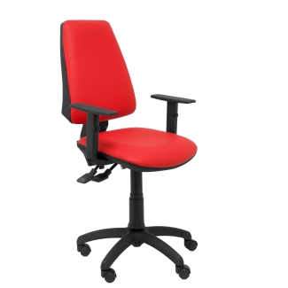 Elche synchro red chair with adjustable arm similpiel