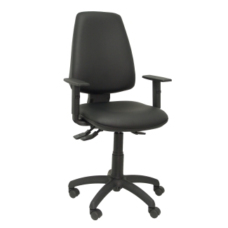 Elche synchro chair with adjustable arm black similpiel