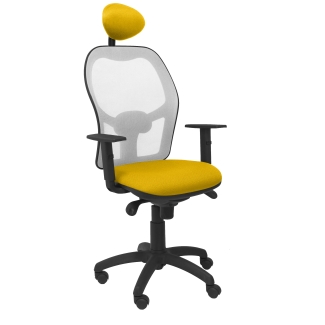 Jorquera malha cadeira bali assento cinza amarelo com cabeceira fixa