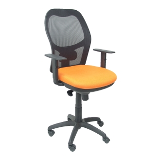 Jorquera malha cadeira laranja assento preto