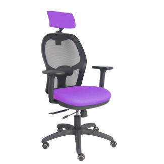 Silla Jorquera traslack malla negra asiento bali lila brazos 3D cabecero regulable
