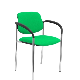 Villalgordo fixa cadeira bali chassi de cromo verde com braços