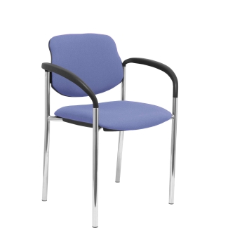 cadeira fixa Villalgordo bali luz chassi de cromo azul com braços