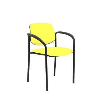 cadeira fixa Villalgordo similpiel chassis preto amarelo com braços