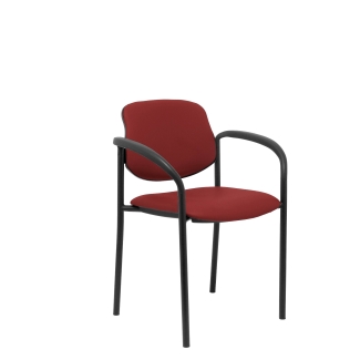 Fixed chair Villalgordo similpiel garnet black chassis with arms
