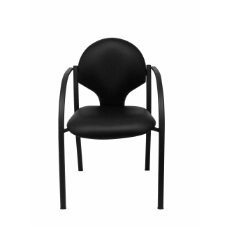 Hellin Pacote de 2 cadeiras de couro preto chassis preto