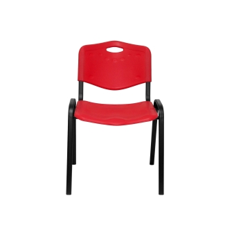 Chaise de Réunion Modèle Robledo Lot de 4  PVC Rouge Sans Accoudoirs