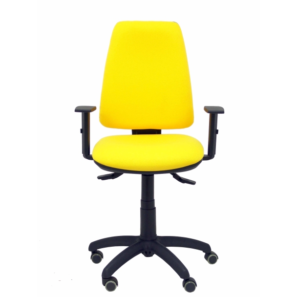 Elche S bali chair adjustable arms yellow wheels parquet