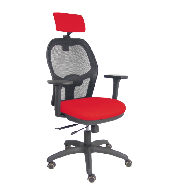 Silla Jorquera traslack malla negra asiento bali rojo brazos 3D cabecero regulable