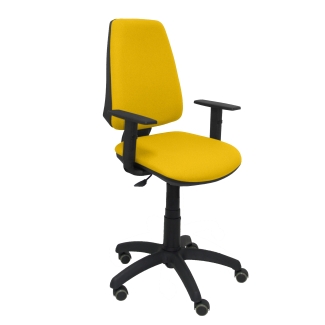 Elche CP bali chair adjustable arms yellow wheels parquet