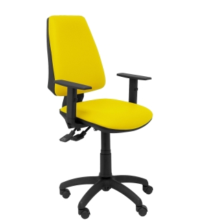 Elche synchro chair with adjustable arm yellow similpiel