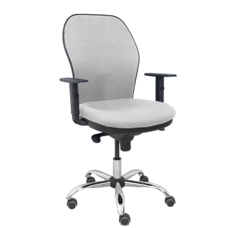 Silla Jorquera respaldo bali gris claro asiento bali gris claro base cromada y ruedas parqué