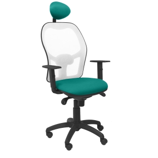 assento Jorquera cadeira de malha verde bali luz branca com cabeceira fixa