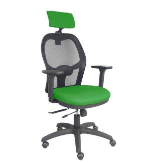 Silla Jorquera traslack malla negra asiento bali verde brazos 3D cabecero regulable