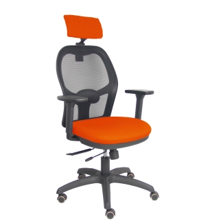 Silla Jorquera traslack malla negra asiento bali naranja oscuro brazos 3D cabecero regulable
