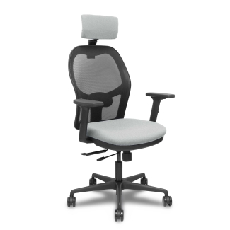 Silla Jorquera traslack malla negra asiento bali gris claro brazos 2D cabecero regulable