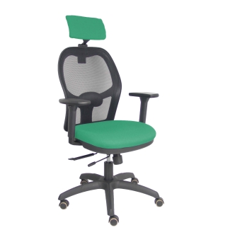 Silla Jorquera traslack malla negra asiento bali verde esmeralda brazos 3D cabecero regulable