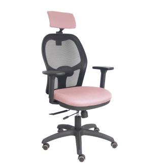 Silla Jorquera traslack malla negra asiento bali rosa brazos 3D cabecero regulable