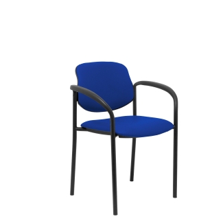cadeira fixa Villalgordo similpiel chassis azul com braços