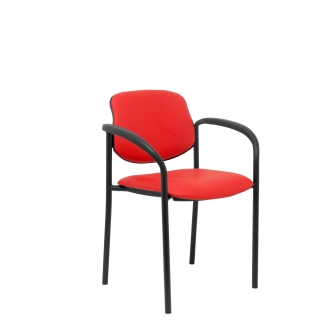 Fixed chair Villalgordo similpiel red black chassis with arms