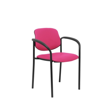 Villalgordo similpiel fixed chair pink black chassis with arms