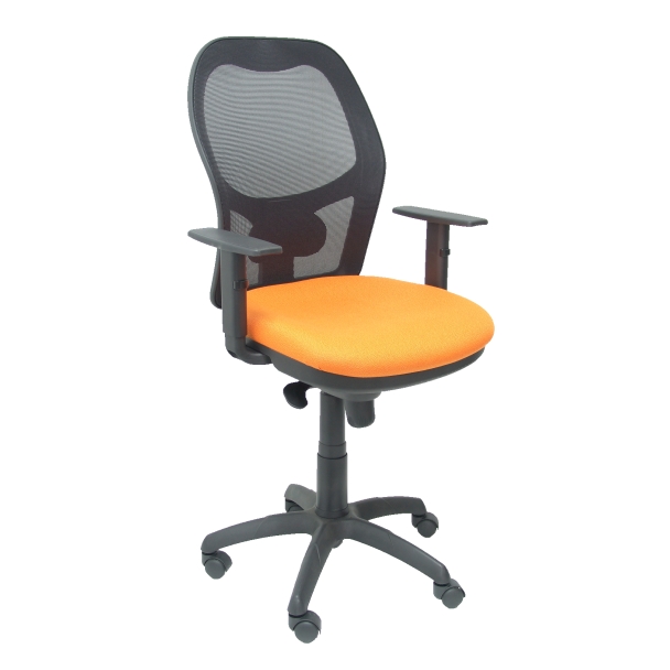 Jorquera malha cadeira laranja assento preto