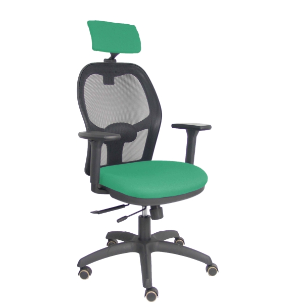Silla Jorquera traslack malla negra asiento bali verde esmeralda brazos 3D cabecero regulable