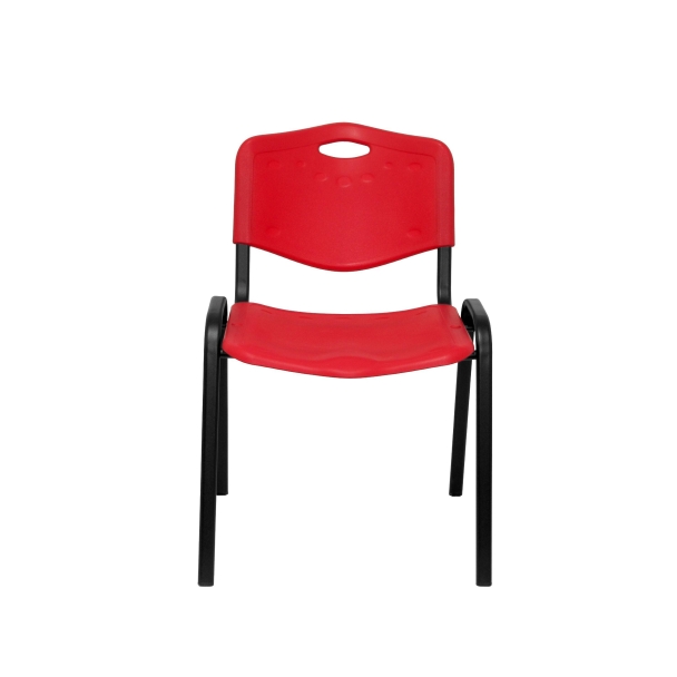 Chaise de Réunion Modèle Robledo Lot de 4  PVC Rouge Sans Accoudoirs