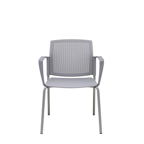 Pack 4 chairs Sege PVC gray, gray chassis with arms