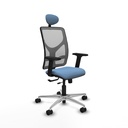 Motilla traslack malla gris bali azul cielo brazos 2D base aluminio cabecero fijo ruedas 65mm nailon