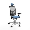 Motilla traslack malla gris bali azul cielo brazos 3D base aluminio cabecero fijo ruedas 65mm nailon