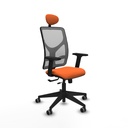 Motilla traslack malla gris bali naranja brazos 2D base piramidal cabecero fijo ruedas 65mm engomadas