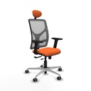 Motilla traslack malla gris bali naranja brazos 2D base aluminio cabecero fijo ruedas 65mm engomadas