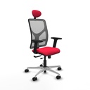 Motilla traslack malla gris bali rojo brazos 2D base aluminio cabecero fijo ruedas 65mm nailon