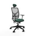 Motilla traslack malla gris bali verde botella brazos blancos base piramidal cabecero fijo ruedas 65mm nailon