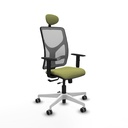 Motilla traslack malla gris bali verde oliva brazos 1D base blanca cabecero fijo ruedas 65mm engomadas