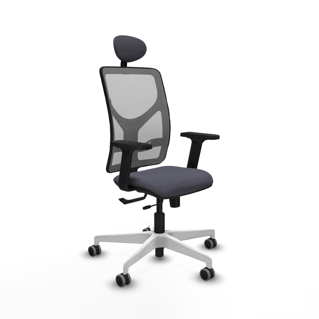 Motilla traslack malla gris bali gris oscuro brazos 2D base blanca cabecero fijo ruedas 65mm engomadas
