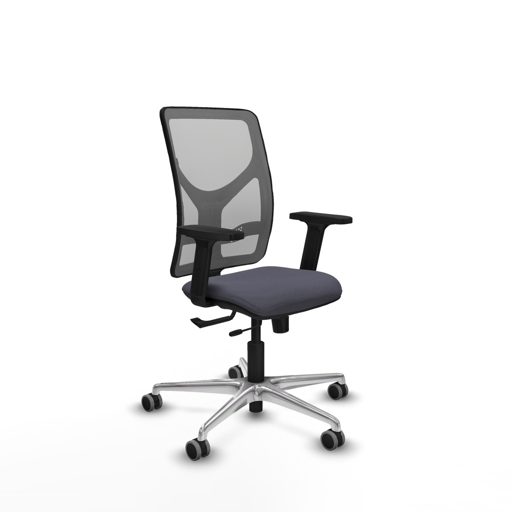 Motilla traslack malla gris bali gris oscuro brazos 2D base aluminio  ruedas 65mm engomadas