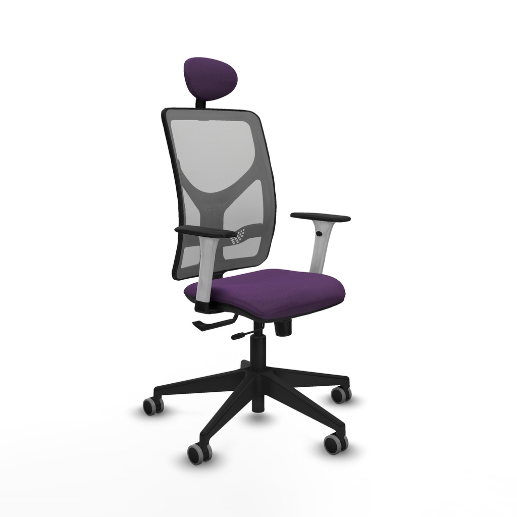 Motilla traslack malla gris bali morado brazos blancos base piramidal cabecero fijo ruedas 65mm engomadas