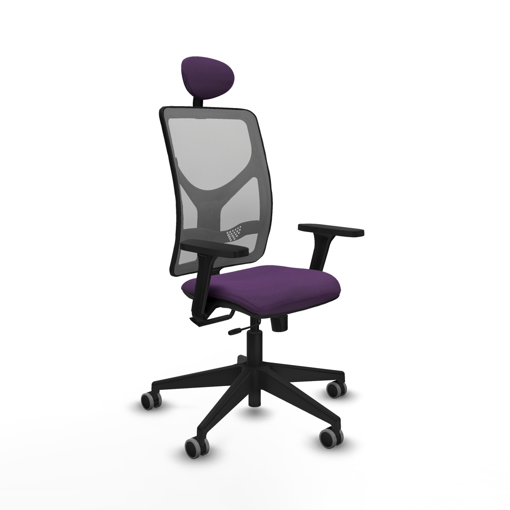 [21STM3B760B3D066G1] Motilla traslack malla gris bali morado brazos 3D base piramidal cabecero fijo ruedas 65mm engomadas