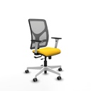 Motilla traslack malla gris similpiel amarillo brazos blancos base blanca  ruedas 65mm engomadas