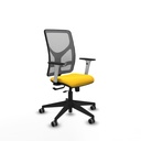 Motilla traslack malla gris similpiel amarillo brazos blancos base piramidal  ruedas 65mm engomadas
