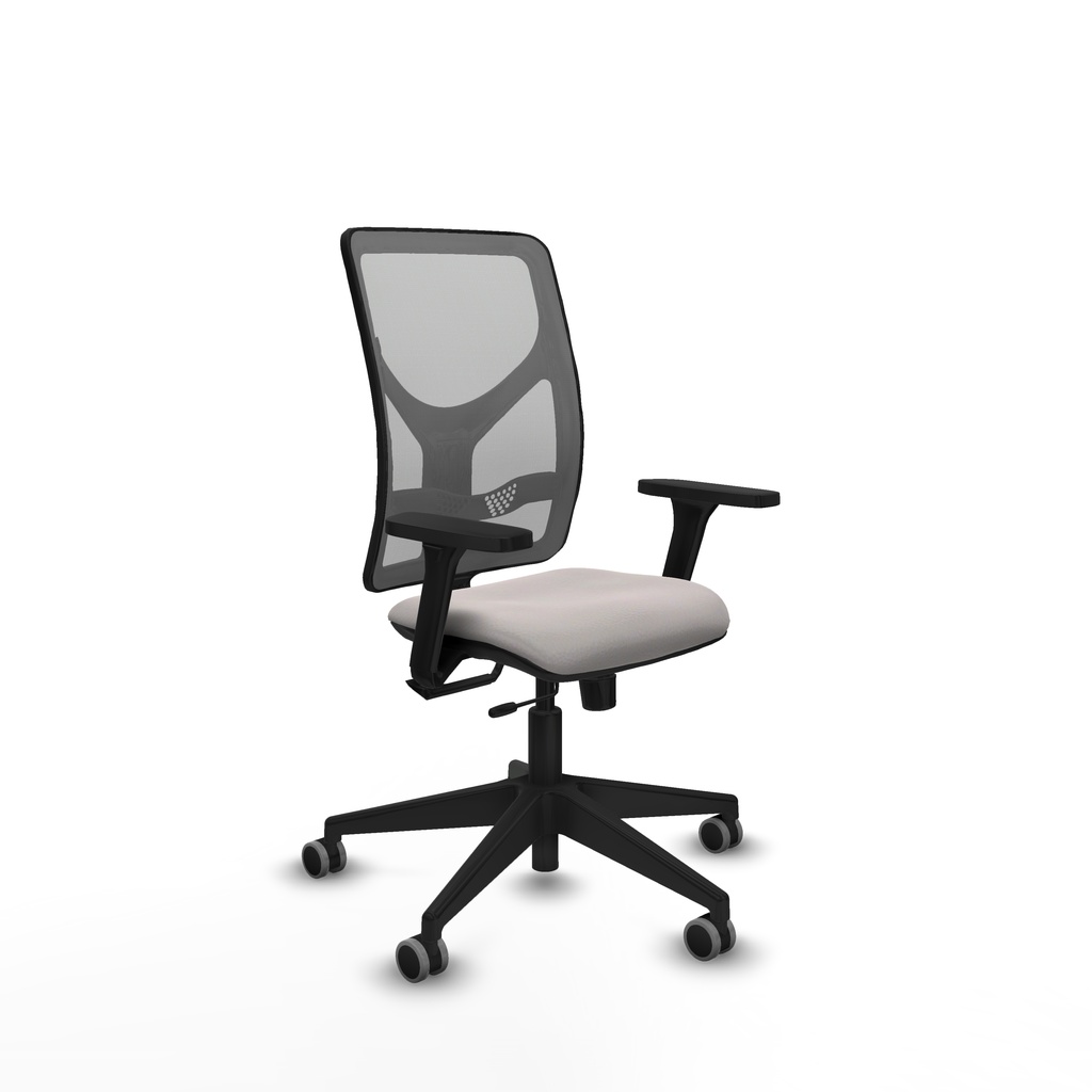 Motilla traslack malla gris similpiel blanco brazos 3D base piramidal  ruedas 65mm engomadas