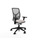 Motilla traslack malla gris similpiel blanco brazos 3D base piramidal  ruedas 65mm nailon