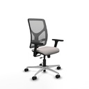 Motilla traslack malla gris similpiel blanco brazos 3D base aluminio  ruedas 65mm nailon