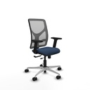 Motilla traslack malla gris similpiel azul marino brazos 2D base aluminio  ruedas 65mm nailon