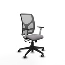 Motilla traslack malla gris similpiel gris brazos blancos base piramidal  ruedas 65mm engomadas