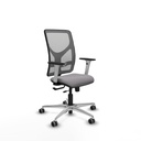 Motilla traslack malla gris similpiel gris brazos blancos base aluminio  ruedas 65mm engomadas