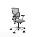 Motilla traslack malla gris similpiel gris brazos blancos base aluminio  ruedas 65mm nailon