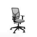 Motilla traslack malla gris similpiel gris brazos 1D base piramidal  ruedas 65mm engomadas